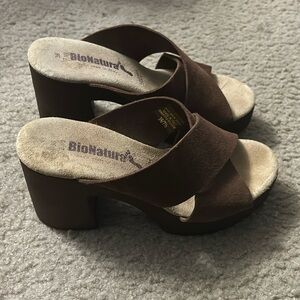 Bionatura Suede/Leather Chunky Heels Made in Italy 7.5